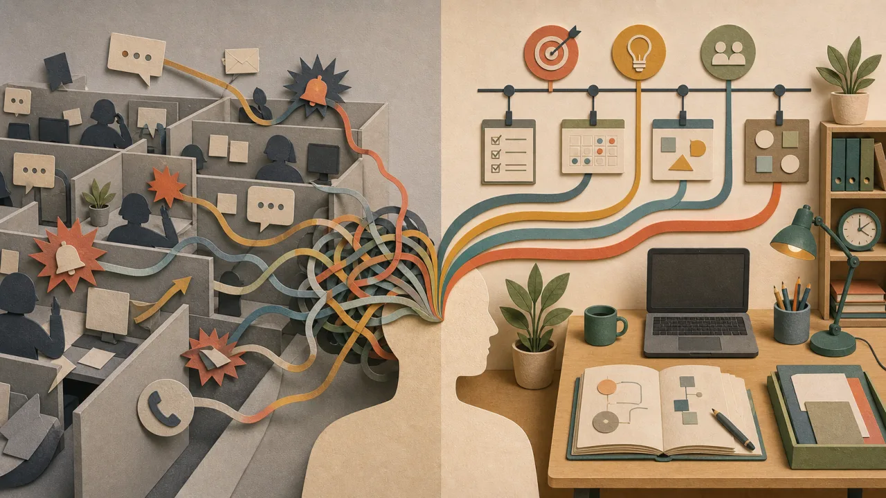 TDAH salariat et entrepreneuriat : attention fragmentée en open space versus énergie structurée en freelance